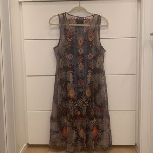 Johnny Was dress with black slip. Beautiful colors